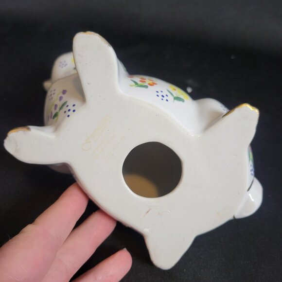 Vintage Formalities Baum Bros Pig Figurine Hand Painted Flowers Gold Trim Cottag - Picture 6 of 8
